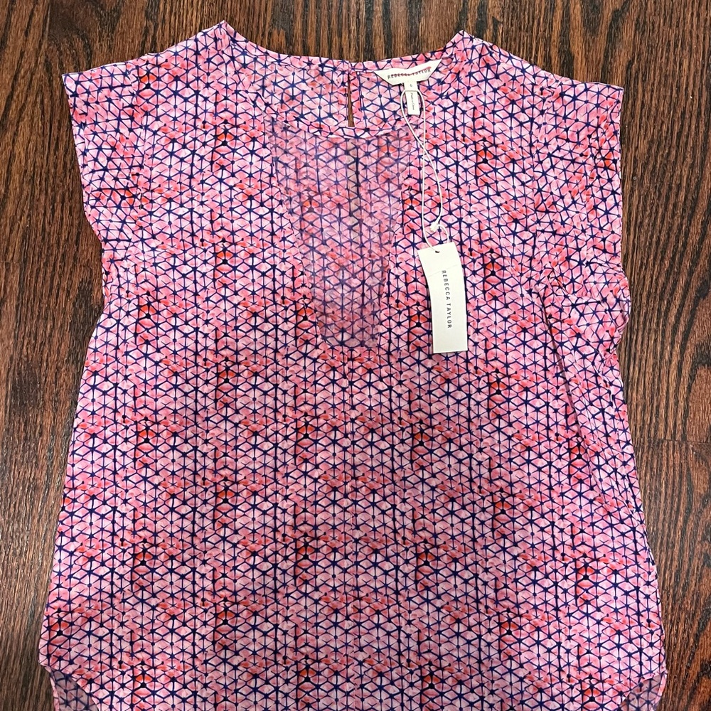 NWT Silk Shibori Print Blouse